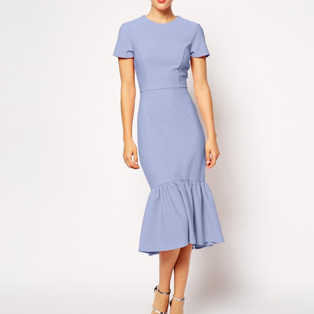 ASOS  Pencil Dress With Peplum Hem In Texture O3